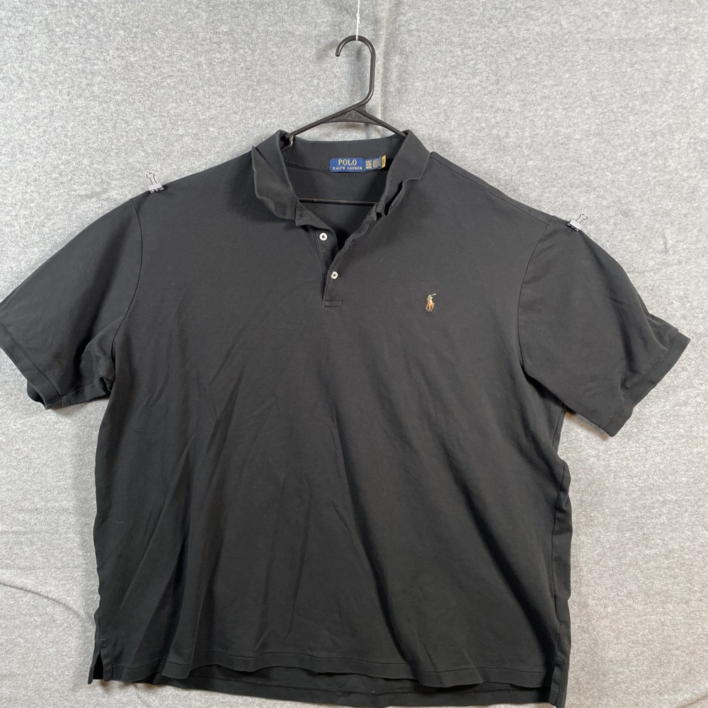 Ralph Lauren Polo Shirt Mens 4XLT Tall Big Black Flesh Pony Preppy Short Sleeve
